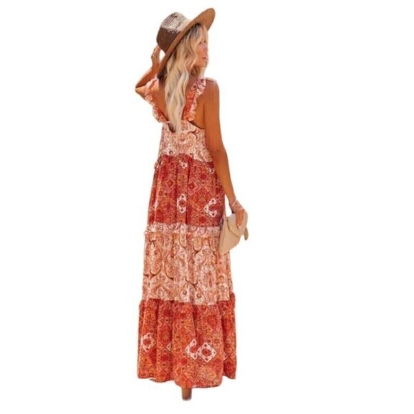 Lucca Desert Rose Tiered Maxi Dress Size Small NWT - Picture 7 of 10